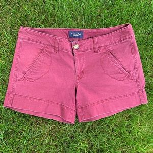 American Eagle Burgundy Short Shorts